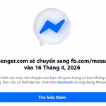 Thông báo khi đăng nhập vào trang web Messenger