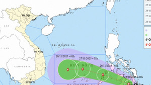 Hướng di chuyển của áp thấp nhiệt đới sau đó mạnh lên thành bão