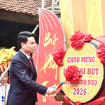 Ông Lê Ngọc Châu, Chủ tịch UBND thành phố Hải Phòng đánh trống khai bút Xuân Bính Ngọ 2026