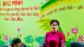 Bà Bùi Thị Hạnh Hiếu, Tổng Giám đốc Công ty Cổ phần Kinh doanh và chế biến nông sản Bảo Minh chia sẻ tại buổi họp báo