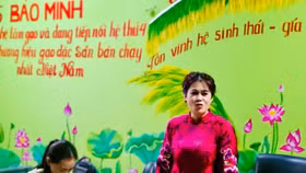 Bà Bùi Thị Hạnh Hiếu, Tổng Giám đốc Công ty Cổ phần Kinh doanh và chế biến nông sản Bảo Minh chia sẻ tại buổi họp báo