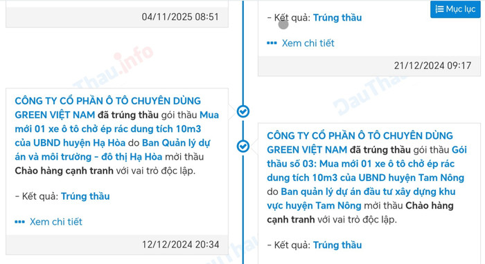 Trúng thầu, nhưng Công ty Ô tô chuyên dùng Green Việt Nam từ chối ký hợp đồng