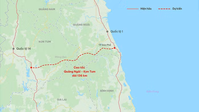Cao tốc Quảng Ngãi- Kon Tum dài 136 km
