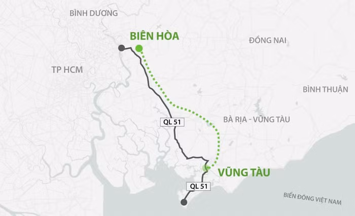 Chiều dài cao tốc Biên Hòa - Vũng Tàu