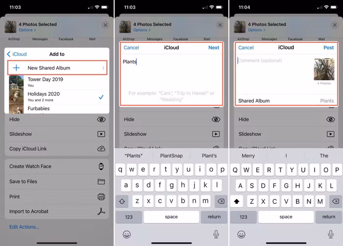 chia sẻ album ảnh trên iPhone