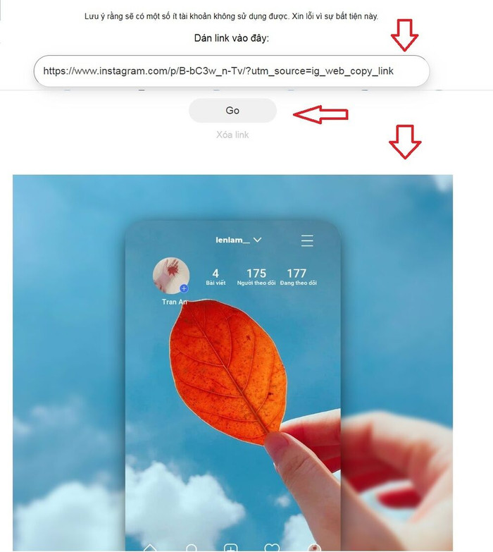 Thả link vào khung tạo ảnh, đợi vài giây là đã thu thập được một tác phẩm rồi - Ảnh Lelam