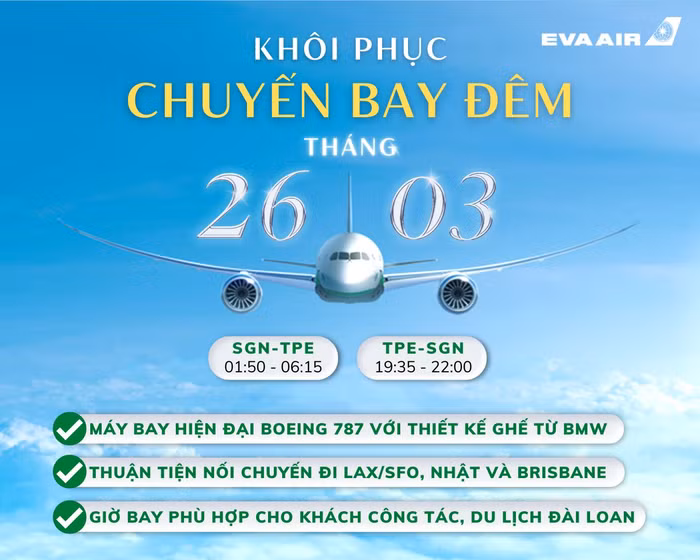hãng EVA Air đi Đài Loan 