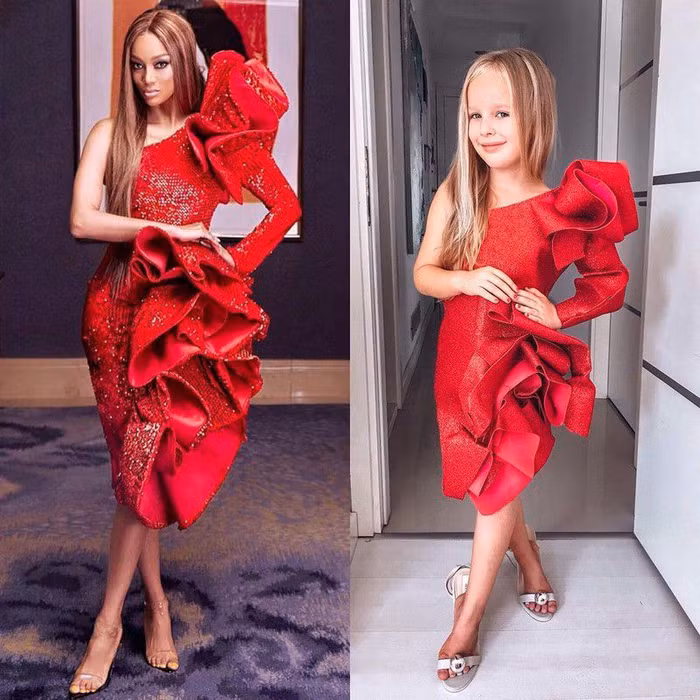 Hai mẹ con tái hiện váy hiệu từ vật liệu gần gũi-10