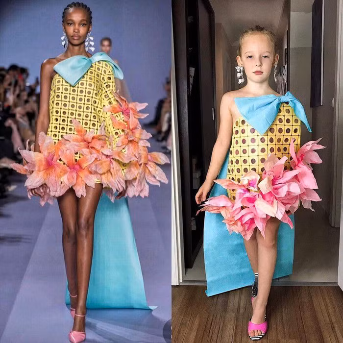 Hai mẹ con tái hiện váy hiệu từ vật liệu gần gũi-11