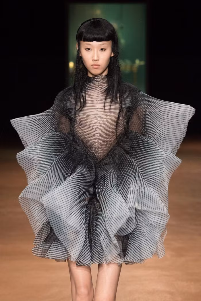 Các thiết kế của Iris Van Herpen được lấy cảm hứng từ ranh giới mờ ảo giữa thiên đường và thế giới ngầm, giữa những điều tiêu cực và tích cực.