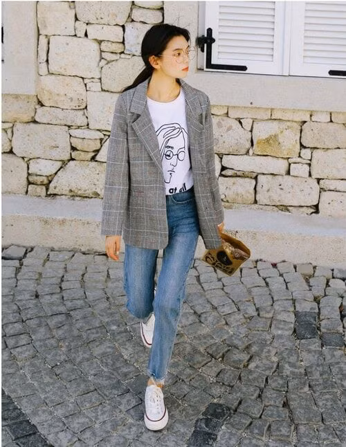 quần jean + blazer