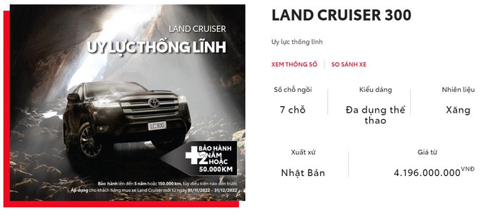 giá bán Land Cruiser tăng