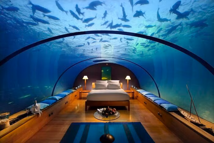 O hotel The Conrad Maldives Rangali Island tem restaurante debaixo d'água - Instituto de Engenharia
