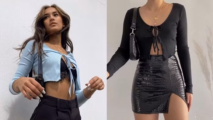 Áo buộc dây trước (tie-front top)