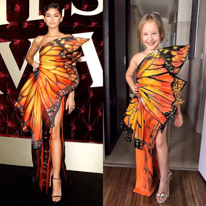 Hai mẹ con tái hiện váy hiệu từ vật liệu gần gũi-3