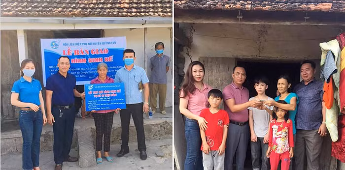 Anh Hải cùng một số nhà hảo tâm phối hợp cùng Hội Liên hiệp Phụ nữ huyện Quỳnh Lưu hỗ trợ các hoàn cảnh khó khăn tại quê nhà