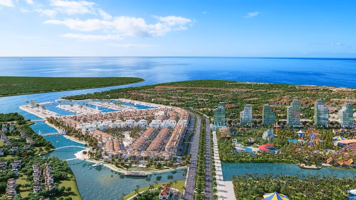 Phối cảnh minh hoạ khu đô thị nghỉ dưỡng ven sông Đơ Sun Riverside Village.