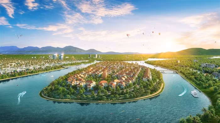 Sunneva Island là dự án khu đô thị đảo thượng lưu sở hữu hệ thống tiện ích đẳng cấp quốc tế tại Đà Nẵng. (Ảnh phối cảnh minh họa)