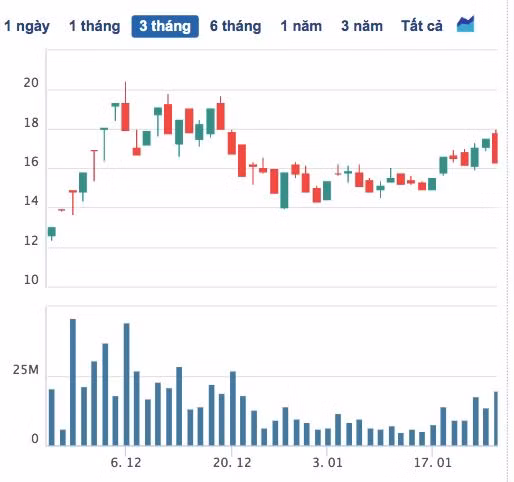 Lượng giao dịch cổ phiếu DIG trong 3 tháng qua