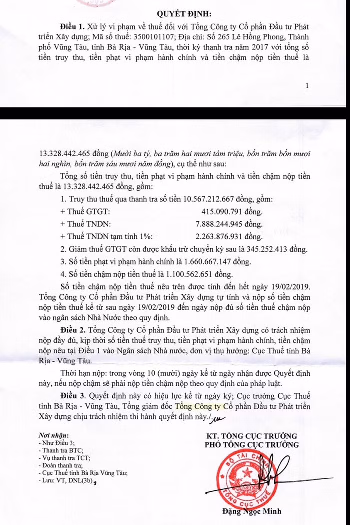 Quyết định xử phạt và truy thu thuế của Tổng cục Thuế