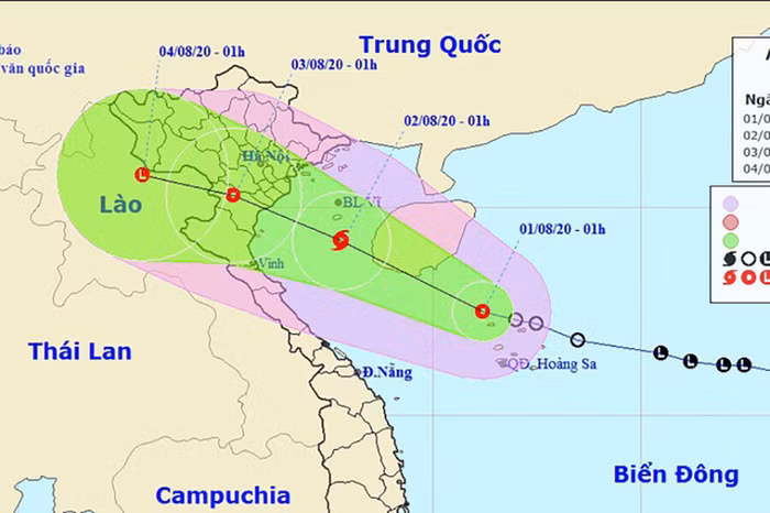 Vị trí và hướng di chuyển của áp thấp nhiệt đới. (Ảnh: NCHMF).