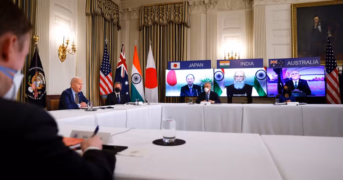 Cuộc họp mặt trực tuyến giữa các nhà lãnh đạo "Bộ Tứ" vào tháng 4 vừa qua.