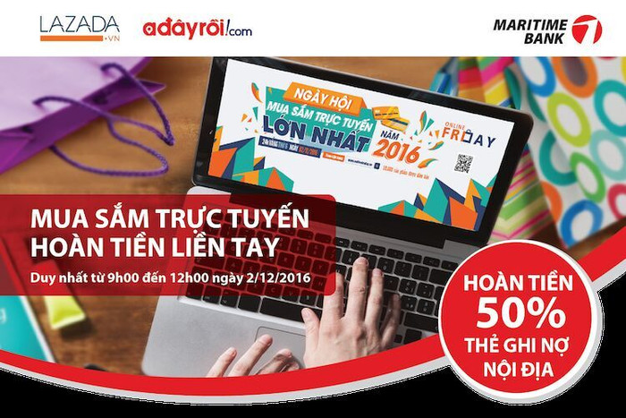 Hoàn tiền 50% cho chủ thẻ Maritime Bank mua sắm trực tuyến