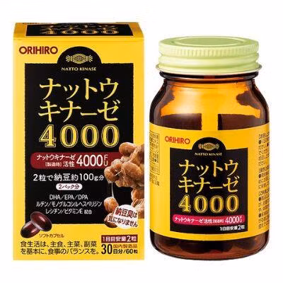 Thực phẩm bảo vệ sức khỏe Orihiro Nattokinase 4000, 60 capsules