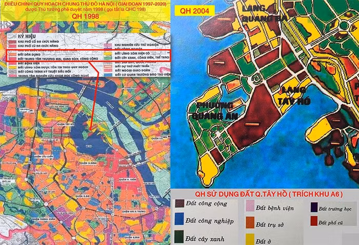 Khu vực Hồ Tây trong bản đồ Quy hoạch chung 198 (phê duyệt 1998) và bản đồ Quy hoạch sử dụng đất quận Tây Hồ (công bố 2004) có các chú giải loại đất khác nhau dẫn đến quản lý đất đai lỏng lẻo, tùy tiện.