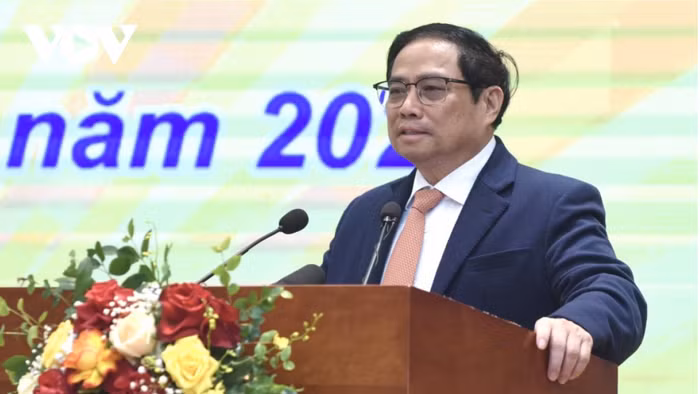 Thủ tướng Phạm Minh Chính phát biểu chỉ đạo tại Hội nghị triển khai nhiệm vụ ngân hàng năm 2023.
