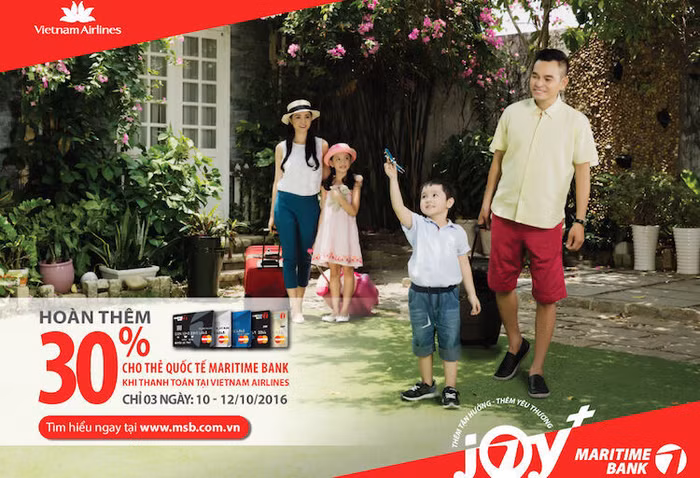 Ưu đãi gần 40% giá vé máy bay cho chủ thẻ Maritime Bank