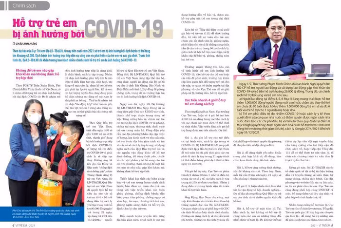 Ấn phẩm Vì trẻ em của Báo Lao động và Xã hội tiếp nối truyền thống của Tạp chí Gia đình và Trẻ em, đồng thời sẽ ra mắt chuyên trang điện tử Vì trẻ em của báo điện tử Dân sinh tại địa chỉ: vitreem.baodansinh.vn