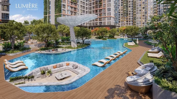 Hồ bơi phi thuyền vượt chuẩn Olympic tại LUMIÈRE Boulevard (Vinhomes Grand Park)