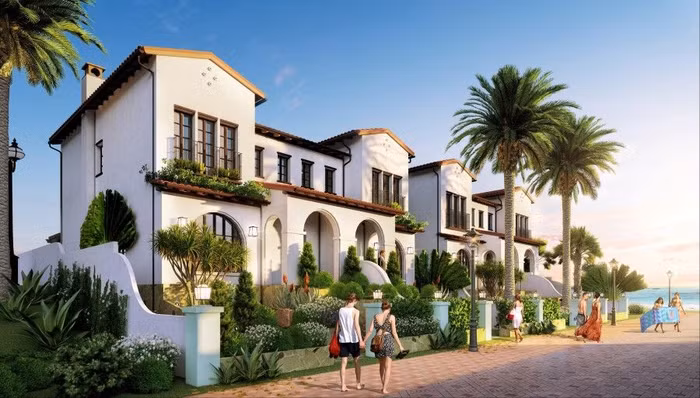 Các biệt thự như đắm mình vào sắc xanh của biển trời, sự mát dịu của cây cỏ, mang tới bầu không khí trong lành, khoáng đạt