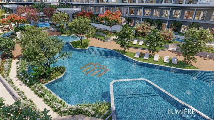 Hồ bơi tiêu chuẩn Olympic cho cư dân trải nghiệm chất nghỉ dưỡng đặc quyền Hồ bơi tiêu chuẩn Olympic cho cư dân trải nghiệm chất nghỉ dưỡng đặc quyền