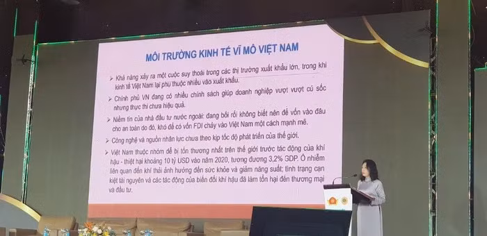 Bà Phạm Thị Thu Hằng, Chủ tịch HĐTV Công ty TNHH Ánh Dương (ShiningSun) đề dẫn tại Diễn đàn