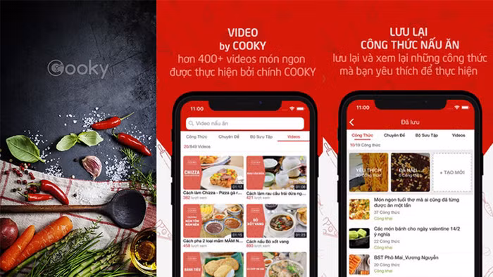 Giao diện của ứng dụng Cooky - Nấu ngon mỗi ngày