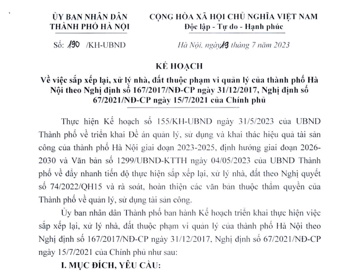 Hà Nội quyết tâm sắp xếp lại, xử lý nhà, đất thuộc phạm vi quản lý của thành phố xử lý nhà, đất