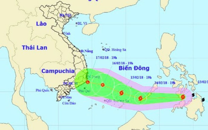 Bão Sanba hướng vào biển Đông với sức gió mạnh nhất giật cấp 10