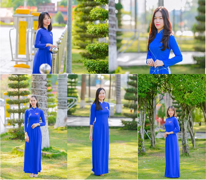 Các nữ cán bộ Đoàn trẻ tuổi đến từ Tỉnh Đoàn Bình Phước trông cực “cool” trong trang phục áo dài Việt.