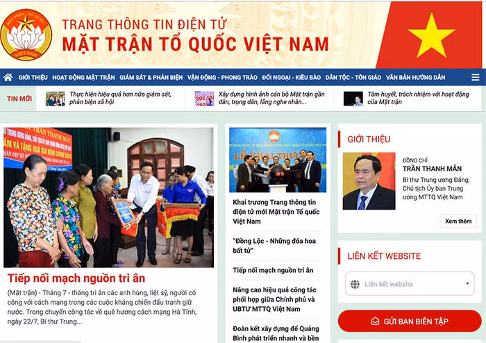 Khai trương trang thông tin điện tử Mặt trận Tổ quốc Việt Nam phiên bản mới