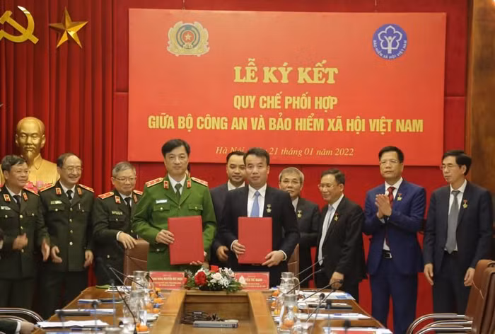 Lễ ký quy chế phối hợp giữa Bộ Công an và Bảo hiểm xã hội Việt Nam.