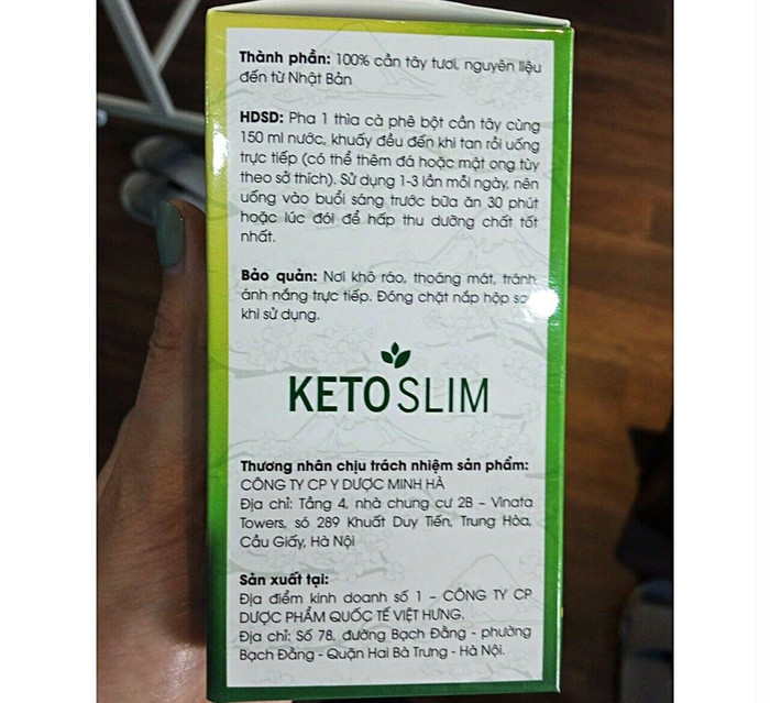 Cần tây Keto Slim do Địa điểm kinh doanh số 1 - Công ty cổ phần dược phẩm quốc tế Việt Hưng sản xuất Cần tây Keto Slim do Địa điểm kinh doanh số 1 - Công ty cổ phần dược phẩm quốc tế Việt Hưng sản xuất