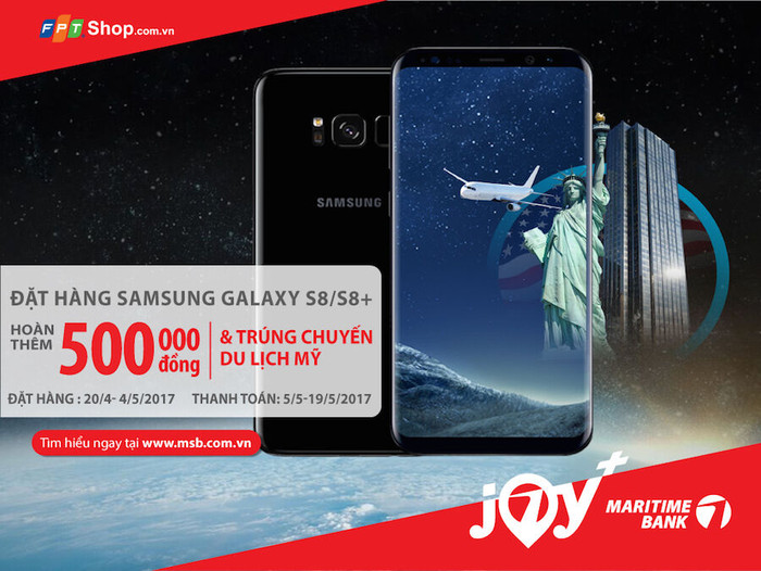 Cơ hội du lịch Mỹ khi mua điện thoại Samsung S8