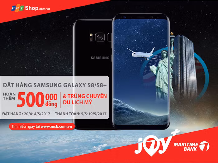 Cơ hội du lịch Mỹ khi mua điện thoại Samsung S8