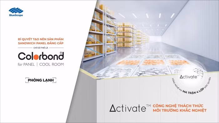 Tôn COLORBOND® for Panel – Cool Room với công nghệ Activate™ tăng cường khả năng chống ăn mòn bề mặt; chống ăn mòn tại mép cắt trong khu vực được rửa trôi hoặc không rửa trôi đáp ứng các yêu cầu khắt khe của chủ đầu tư về chất lượng phòng lạnh