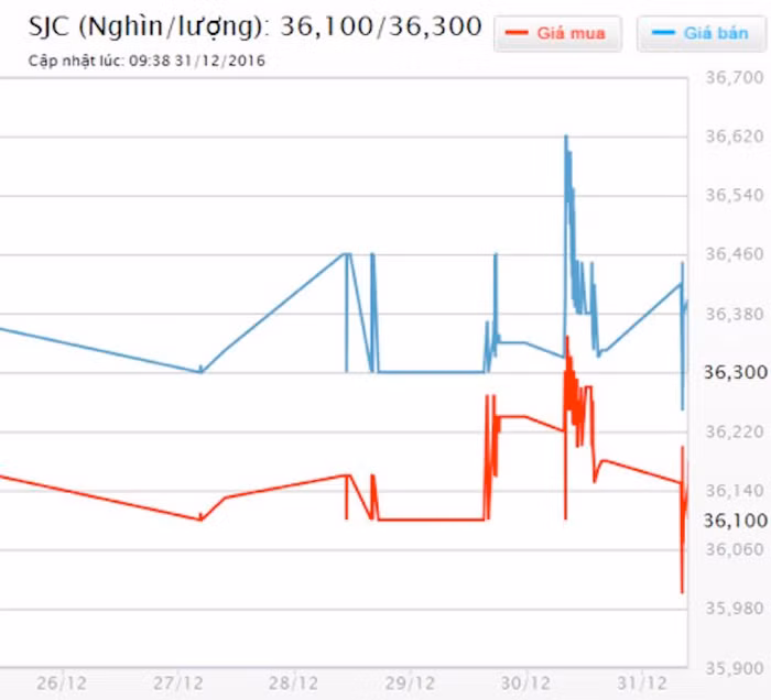 Năm 2016 vàng tăng hơn 3,5 triệu đồng/lượng ảnh 2