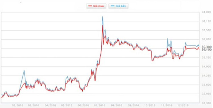 Năm 2016 vàng tăng hơn 3,5 triệu đồng/lượng ảnh 1