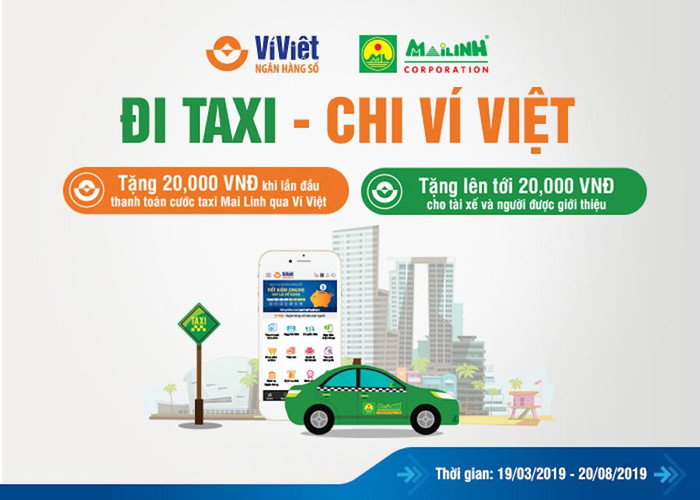 Ví Việt thưởng tiền khi thanh toán cước Taxi Mai Linh qua mã QR