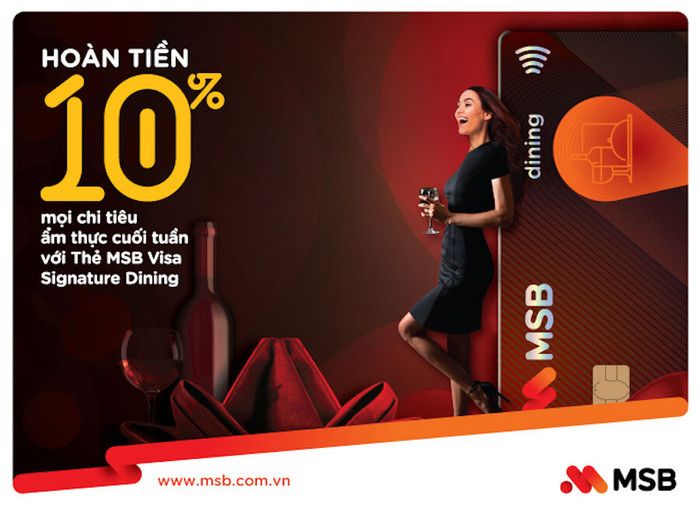 MSB ra mắt thẻ tín dụng hoàn tiền 10% khi ăn uống